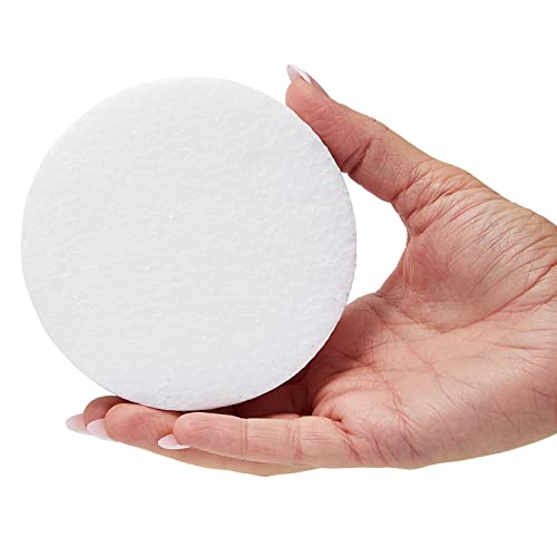 Juvale White Round Floral Foam Circles - 12-Pack, 4 x 4 x 1 in - Foam Blocks for Crafts & Floral Arrangements - Smooth Surface for Painting & Decorating
