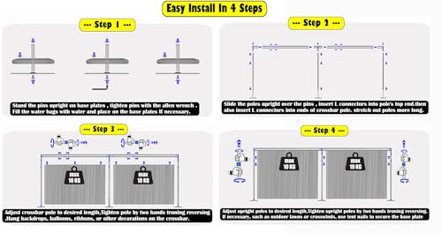 Adjustable Heavy Duty Portable Pipe and Drape Backdrop Kit 10FT x 20FT Double Crossbar Easy Set Up for Wedding&Party&Photography&Baby Show&Display (No Drape)，But Not for Flower Walls/TVs/Heavy Items - size: 10FT x 20FT & Double Crossbar & No Drape