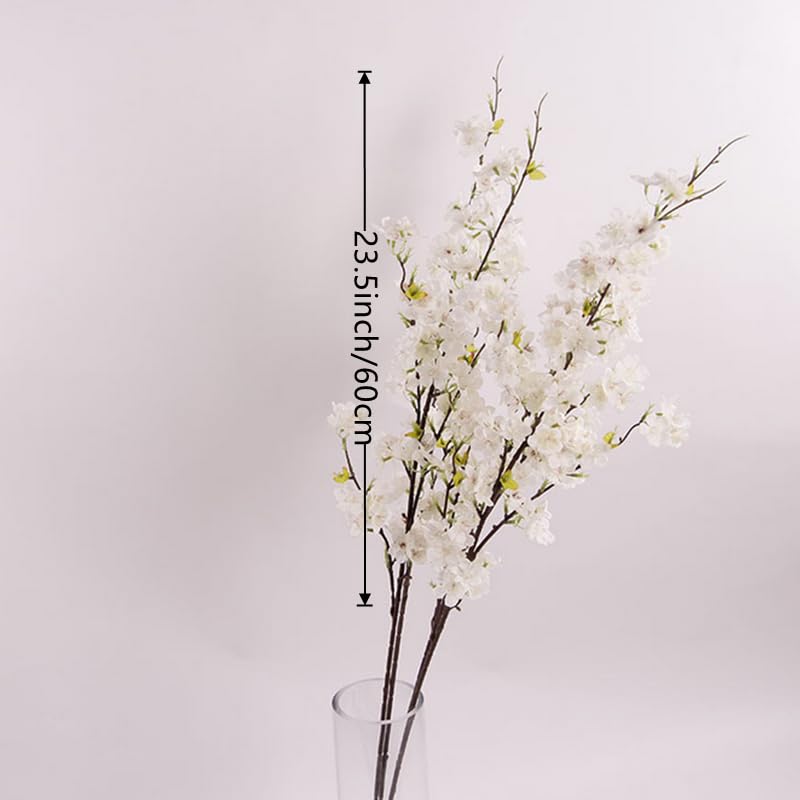4 Pcs Cherry Blossom Branches for Vase 43 inch Artificial Cherry Blossom Silk Cherry Blossom Branches Long Stems Fake Flowers Vase Arrangements for Home Wedding Party Decor,White - color: White