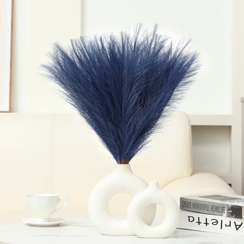 Ureymx Faux Pampas Grass Decor 17.7 Inch 6pcs, Artificial Pompas Grass Bulk Artificial Dried Flower Small Vase Filler for Boho Home Wedding Decoration (Blue) - color: Blue, size: 17 Inch 6 Pcs