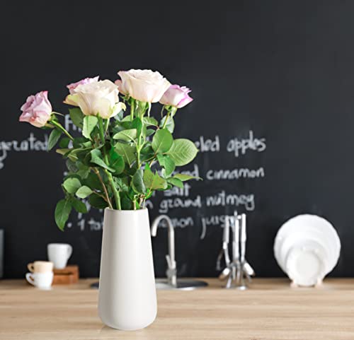 D'vine Dev 8 Inch Ceramic Flower Vase Matte Finishing, Minimalist Design for Home Décor, Bedroom, Living Room, Centerpieces, Office, White, VS-XH-D-1 - color: White, size: 8 Inch