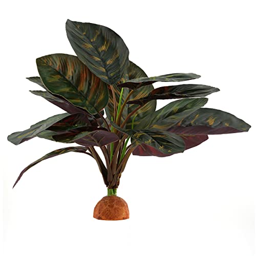Reptile Terrarium Decor Plants, Bearded Dragon Tank Accessories fit Crested Gecko Leopard Lizard Chameleon Ball Python Snake Frog - Purple Fake Prayer Peacock Plants - color: D-purple Fake Prayer Peacock Plant