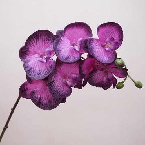 IPOPU Dark Purple Orchid Artificial Flowers 34.3" Real Touch Fake Orchid Latex Purple Flowers Phalaenopsis Branches for Home Party Wedding Bridal Shower Decoration, 2pcs Dark Purple - color: Dark Purple