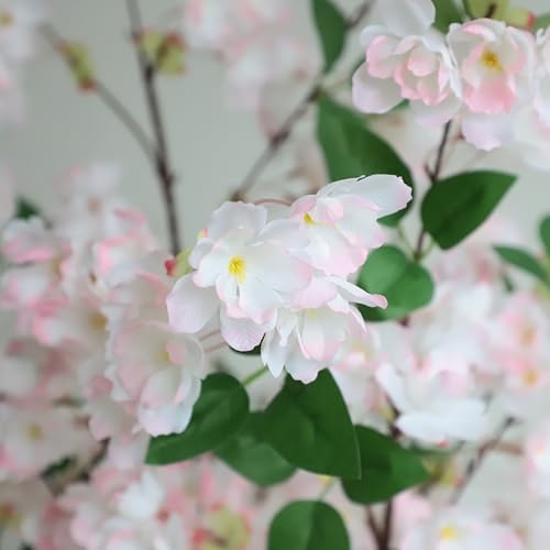 momoplant Artificial Cherry Blossom Tree 4.2FT Lifelike Silk Faux Tree Decorative Plant in Pot for Indoor Outdoor (Pink) - color: Pink