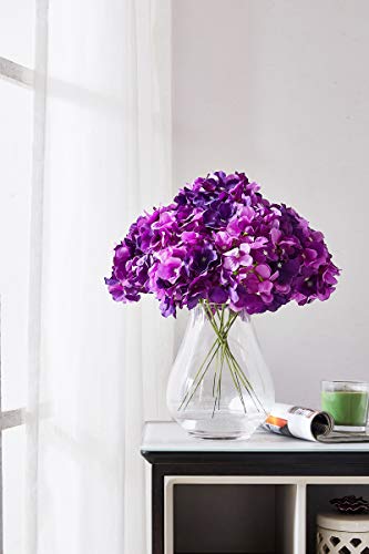 Artificial Hydrangea Flower Heads 10 Dark Purple Hydrangea Silk Flowers Head for Wedding Centerpieces Bouquets DIY Floral Decor Home Decoration with Long Stems - color: 10pcs Dark Purple, size: Large