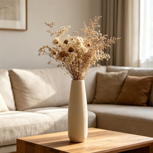 Hosley 16 in High Brown Metal Vase, Ideal for Dried Flowers Gift for Floral Arrangements Wedding Home Spa Votive Candle Gardens - color: Brown 1