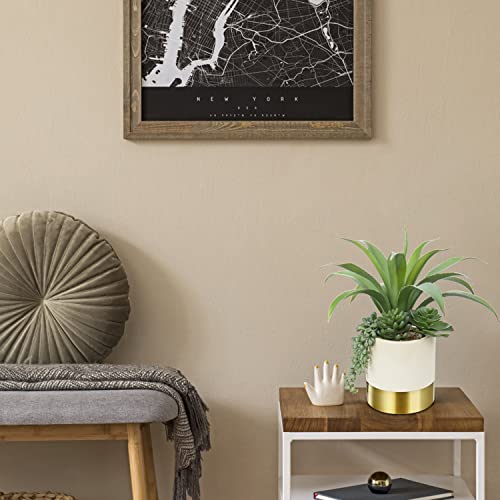 Hollyone Large Artificial Succulents Plants Faux Succulents 12" Fake Succulent Plants in Gold Ceramic Pot Succulent Plant for Desk Modern Home Living Room Office Table Bathroom Decor - color: Mercury - Gold 1