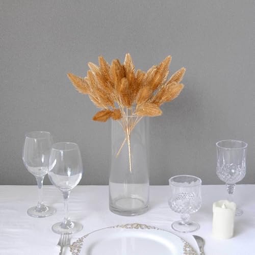 Efavormart 4 Pack 11 inch Metallic Gold Artificial Pine Grass Bushes, Faux Pine Needle Branches Floral Sprays for Festive Winter Decor and Small Accents - color: Type21