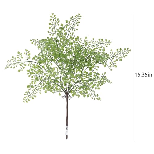4Pcs 15.35" Artificial Maidenhair Fern Plants Green Realistic Plastic Faux Maiden Hair Fern Stems Fake Bush Greenery Plant for Indoor Outdoor Wedding Office Home Decoration