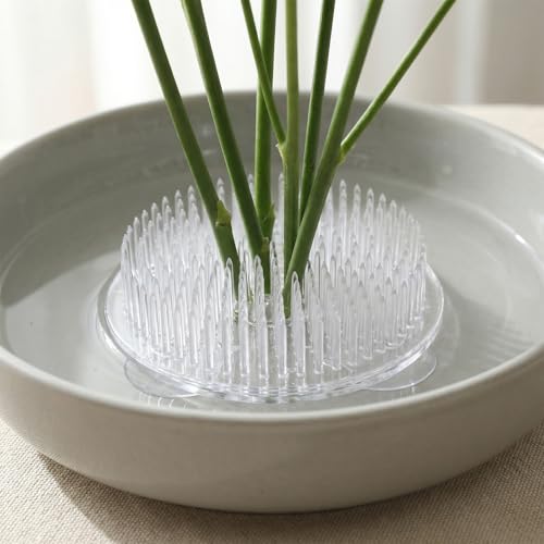 Set of 4 Flower Frog Clear Plastic Pin Frog, Kenzan Floral Frogs Tool, Ikebana Flower Frogs Pin for Vase, Japanese Floral Arrangement for Plant Decoration, Summer Activity (Clear)