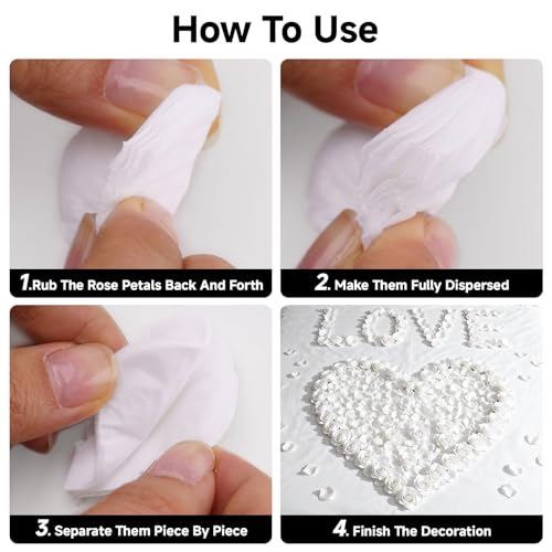 Anwyll 3000Pcs White Rose Petals - Artificial Faux Flowers Fake Rose Petals for Wedding Proposal Engagement Romantic Night Anniversary Valentine's Galentine's Day Decoration Home Room Party Decor - color: White