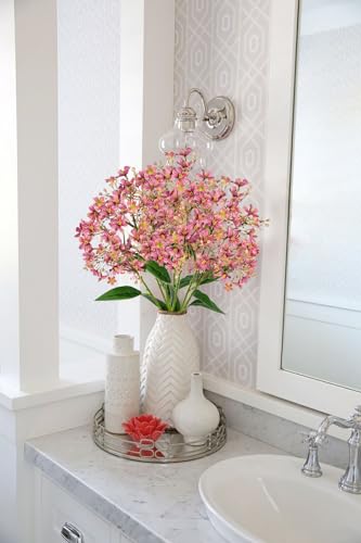 Hollyone Artificial Daphne Flowers with Long Stem 3Pcs Faux Pink Flowers 28.3” Fake Spring Silk Flowers Bouquet for Floral Arrangement Wedding Party Centerpiece Table Home Decor - color: Vintage Pink