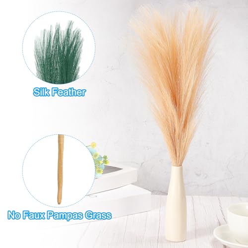 PATIKIL 17 Inch Faux Pampas Grass, 4 Pcs Boho Decor for Home Decoration Artificial Tall Fluffy Stems for Wedding Flower Party Vase Arrangement Centerpieces, Dark Green - color: Dark Green