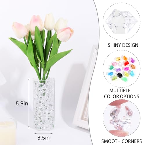 500 Pcs Fake Ice,11 * 14mm,Clear Acrylic Gems Vase Filler,Plastic Diamonds for Table Decoration DIY Craft Aquarium Display Party Centerpieces. - color: Clear, size: 11MMx14MM