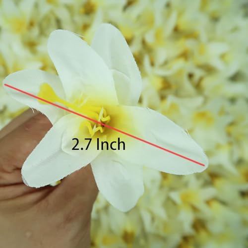 20 Pcs Artificial Lily Flower Head, Light Yellow | Fake Flowers Heads, Simulation Small Lily, DIY Handmade, Wedding Photography Party Home Decoration - color: Light Yellow