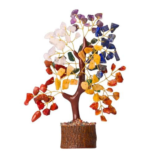 ANAYA AGATE 7 Chakra Tree of Life, for Women, Money Tree, Bonsai Trees, Home Office Decor, Healing Crystals, Office Desk Accessories, House Warming Gifts New Home, Crystals and Healing Stones - color: Chakra Tree
