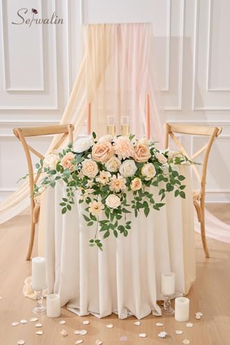 Serwalin Artificial Flowers Combo Box Set Champagne Fake Flowers for DIY Table Centerpieces for Thanksgivings Day Bridal Wedding Decorations Silk Floral Arrangements Party Baby Shower Decor - color: A Brilliant Champagne, size: 1 Box