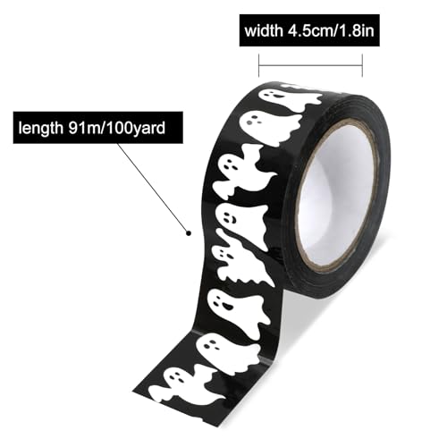 Whaline Halloween Packing Tape 100 Yard Cute Ghost Decorative Sticky Gift Wrapping Tape for DIY Crafts Small Business Sealing Boxes Mail Boxes Supplies - style: Halloween Ghost