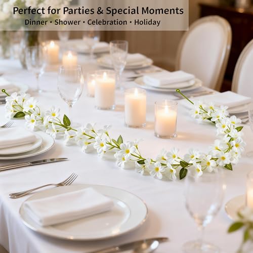 White Cherry Blossom Garland, 2‑Pack – 6FT Artificial Silk Flower Vines for Wedding, Arch, Wall, Party & Home Décor, Indoor/Outdoor - size: 6FT-White