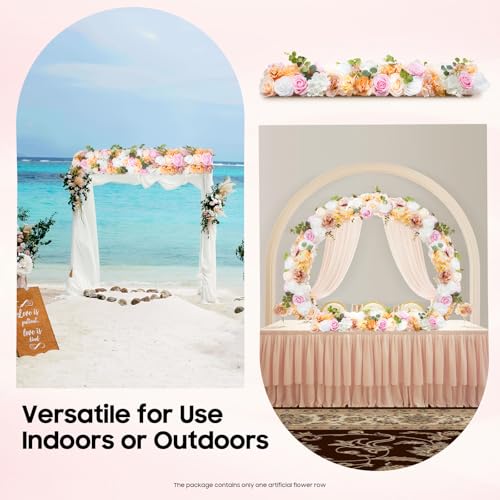 TFCFL Artificial Flower Wall Decor - 100cm Silk Flower Row with Flexible Mounting Rod, Ready to Hang for Balcony Garden Fence Wedding, Realistic No Maintenance Home Decor
