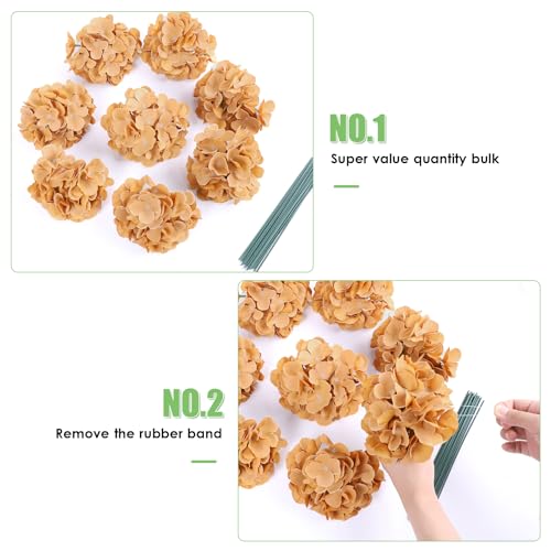 AVIVIHO 65pcs Fake Flowers Brown Hydrangea Artificial Flowers Bulk (Not Squished, No Steaming Need) Silk Flowers with Stems for Wedding Decor,Home,Baby Shower,Table Centerpieces Decoration - color: Brown, size: Medium