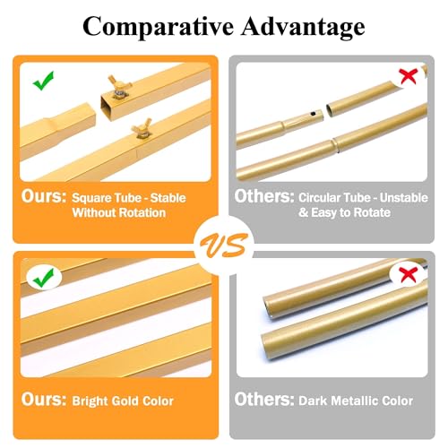 Wokceer Wedding Arch Backdrop Stand Square 6.6FTx6.6FT Gold Metal Balloon Arch Stand Garden Arbor Backdrop Frame for Wedding Birthday Party Baby Shower Photo Booth Background Decoration - color: Gold, size: 6.6FT x 6.6FT