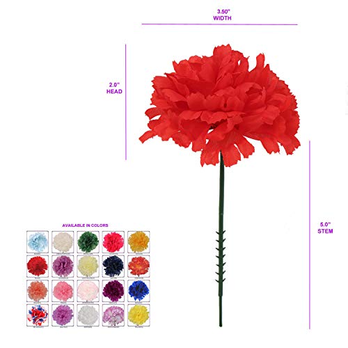 Larksilk 500 Pack Artificial Carnations - Bulk Silk Flowers for Weddings, Mother's Day, Graduations, Easter & Memorial Day - 3.5" Heads, 5" Stems, Real Touch Petals, 18 Colors Available - Red - color: Red, size: 500