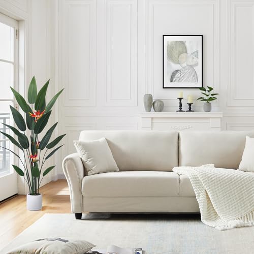 Jocoevol Artificial Bird of Paradise Plant 60in(5Ft) Tall Fake Banana Leaf Plant for Indoors and Outdoors, Artificial Flowers, Faux Palm Tree with Plastic Pot for Office and Home Decor - size: 5FT