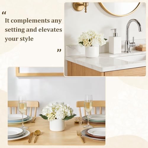 Dahey Hydrangea Artificial Flowers in Small Ceramic Vase, Fake Flower Floral Arrangements for Living Room Bathroom Dining Table Centerpice Wedding Party Spring Home Decor