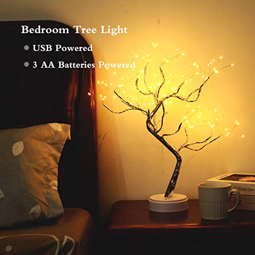 20" Bonsai Fairy Spirit Tree Light with 108 LED, DIY Artificial Tree Lamp, Battery/USB Operated, Aesthetic Lamps for Living Room Bedroom Christmas Party Home Gifts Room Decor (Warm White) - color: Warm White, size: 108LED without Remote