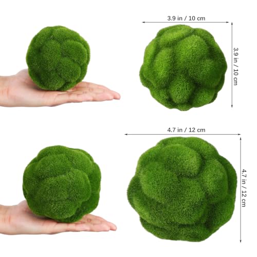 Angoily Greenery Mossy Ball 4.72 Inch Artificial Green Moss Orbs for Home Garden Office Simulated Lightweight Fade-Resistant Moss Balls Decorative Bowl Display and Event Ornament Moss Decor