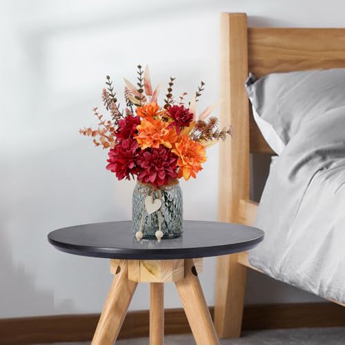Leftover Fake Fall Flowers in Vase,Faux Flowers in Vase,Fall Floral Arrangement,Fall Centerpieces for Tables,Artificial Flowers,Kitchen Decor,Coffee Table Decor - color: Orange and Red