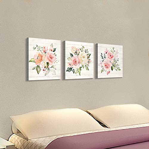 Hardy Gallery Nature Picture Floral Arts Paintings: Bloom Antique Roses Bouquet Graphic Artwork Print on Wrapped Canvas For Walls - color: Roses Bouquet, size: 16'' x 16'' x 3 Panels