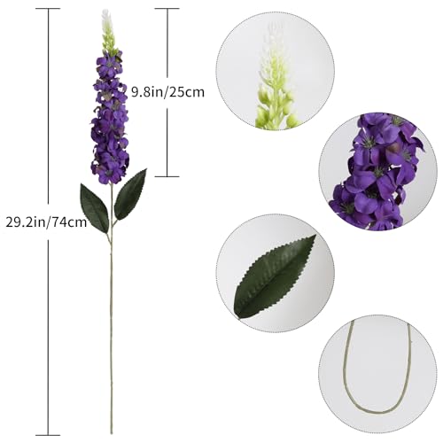 IPOPU 8PCS Snapdragon Artificial Flowers Purple Delphinium Artificial Silk Flowers Long Stem Hyacinths Fake Flowers for Wedding Home Outdoor Floral Arrangements Centerpieces Table Decorations (Purple) - color: Purple
