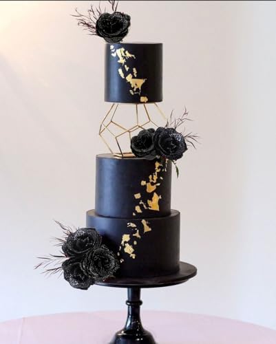 Roses Artificial Flowers,30PCS Black Glitter Roses Silk Roses for Wedding Bouquet Party Christmas Home Decor(Black) - color: Black