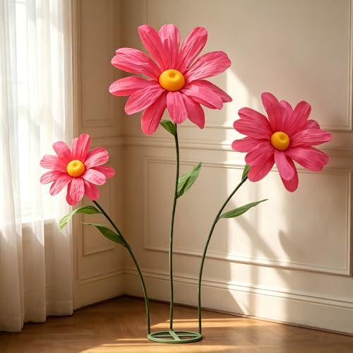 Large Daisy Flowers Artificial,5.9 Ft Giant Paper Flower Decoration,Big Flowers Decor for Birthday Party,Garden,Office,Home,Wedding,Graduation,Shop Window Display(Rose) - color: Rose