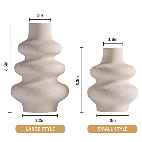 Ceramic Vases Set of 2-White Vase for Modern Home Decor, Flower Vases for Aesthetic Room Decor,Boho Decor Wedding Dinner Table Party Office Centerpiece Table Decorations (A White) - color: A White