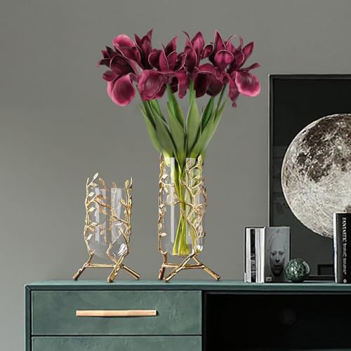 Iris Flowers Artificial Real Touch Flowers 6 PCS 18.9 in Long Stems Artificial Iris for Decoration for Wedding Bridal Home Kitchen Party(Burgundy) - color: Burgundy