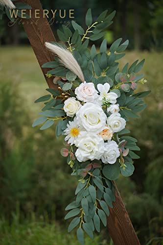 Artificial Wedding Arch Flowers Kit(Pack of 2) for Wedding Arch, Bridal Shower, Ceremony and Reception Backdrop Decoration (Cream & Champagne) - color: Cream & Champagne