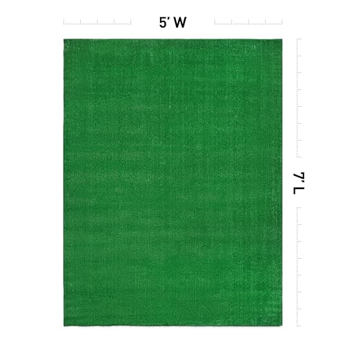 Rugshop Artificial Turf Solid Grass for Backyard, Garden, Patio, Balcony, Garage, Deck Indoor Outdoor Area Rug 5' x 7' Green - size: 5' x 7' (Rectangular)
