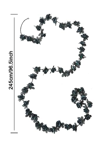 PARTY JOY 8pcs 65.6Ft Flower Garland, Fake Rose Vine Artificial Flowers Hanging Rose Ivy Garland for Room Wall Decor Hanging Baskets Wedding Arch Garden Background Decor - color: 8pc-black, size: 8PC
