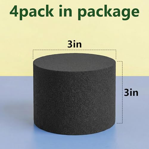 Reusable Floral Foam Round Blocks,Black Flower Foam Round for Artificial & Dried Flowers, Dry Floral Foams Styrofoam for Artificial Flowers (4Pack,3") - color: 4 Pack, size: Diameter 3"