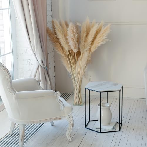 PATIKIL 37.8in Tall Pampas Grass Decor, 7pcs Large Artificial Pampas Grass Bulk Long Fluffy Faux Pampas Grass Dried for Home Boho Decor Vase Wedding Wall Ground, Gray - color: Grey