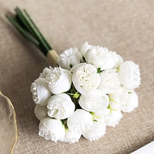 27 Heads Roses Peony Fake Flowers Retro Silk Artificial Rose Flowers (White) - color: White