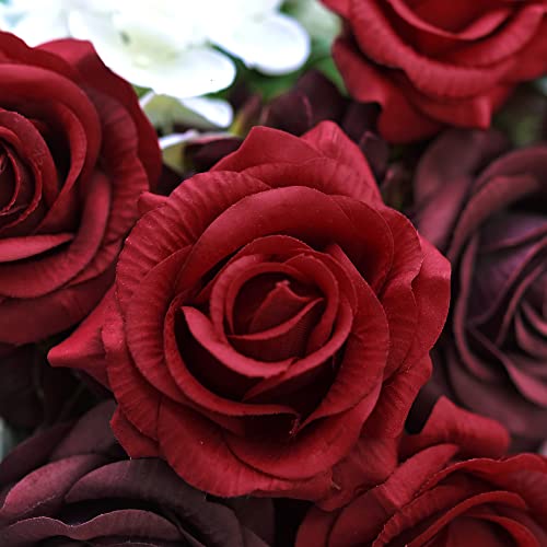 FiveSeasonStuff Fake Roses Wedding Flowers Real Touch Silk Red Artificial Flowers 12 Stems - color: Red