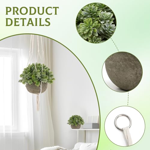 Gresorth 2 Pack Artificial Hanging Plant Decoration Fake Draping Potted Plant Display Realistic Faux Topiaries Model for Patio Birthday Garden - with Hanging Rope - color: E - 2 Pack