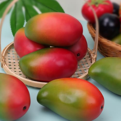 Gresorth 4pcs High-Grade Fake Green Mango Artificial Fruits Simulation Home Party Table Cabinet Decoration Photography Props - color: Green