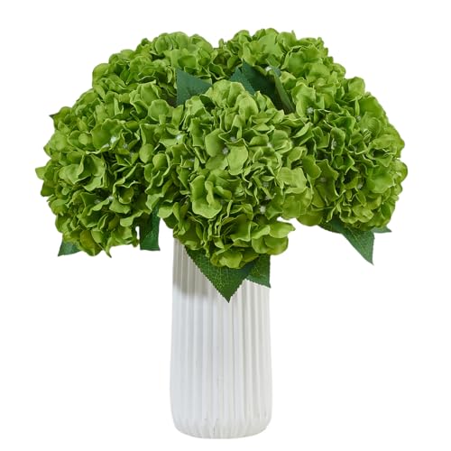 8pcs Fake Flowers Silk Hydrangea Artificial Flowers Bouquets Faux Hydrangea Stems for Home Table Centerpieces Wedding Party Decoration - color: Green