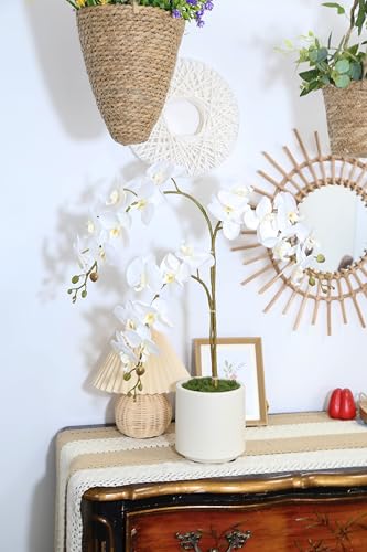 White Orchids Artificial Flowers 5PCS Fake Orchid 35.4" Long Stem Faux White Flowers Silk Orchids That Look Real for Bridal Shower Home Party Wedding Decoration - color: White
