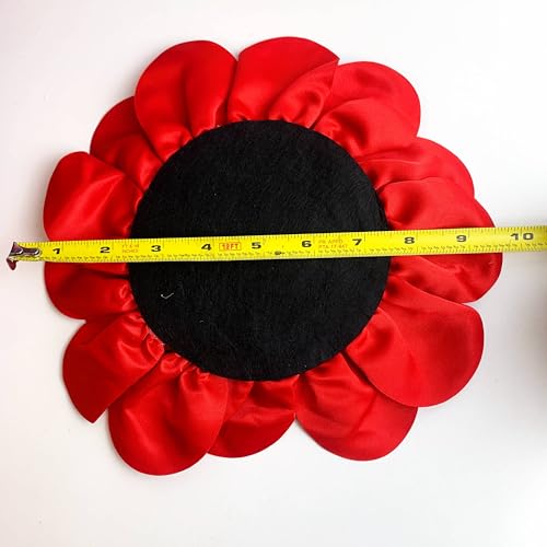 Heyiwell Large Satin Fabric flower for Brooch Pin Wedding Party Dance Dress Suit Clothes Head Hair Accessories DIY Decor 9.45"Inch - color: Red